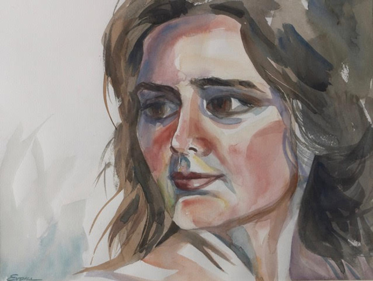 Glance, watercolor, 24” x 20”, matted, $475 by Gwendolyn Evans