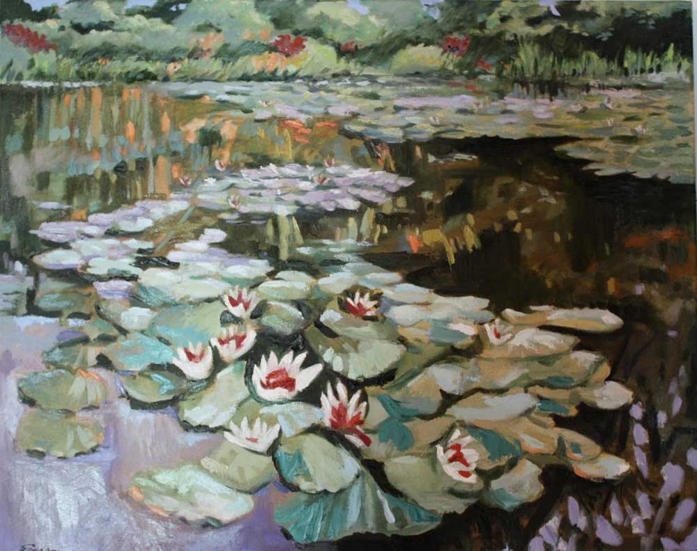 Monet's Waterlilies, oil on Canvas, 30" x 24" by Gwendolyn Evans