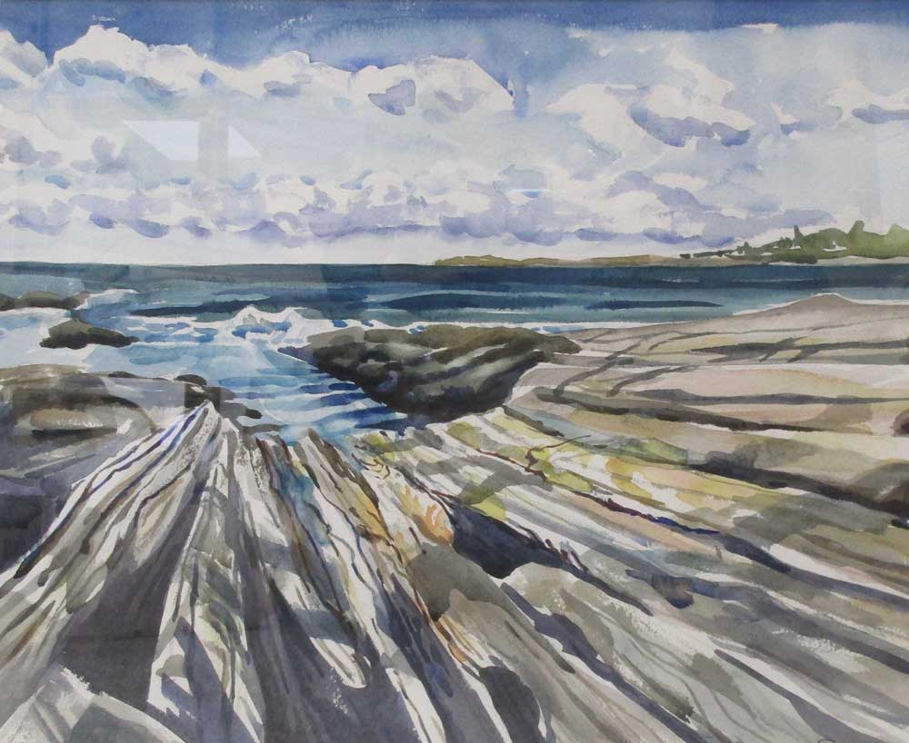 Ridges #2, watercolor, 26" x 22" custom framed by Gwendolyn Evans