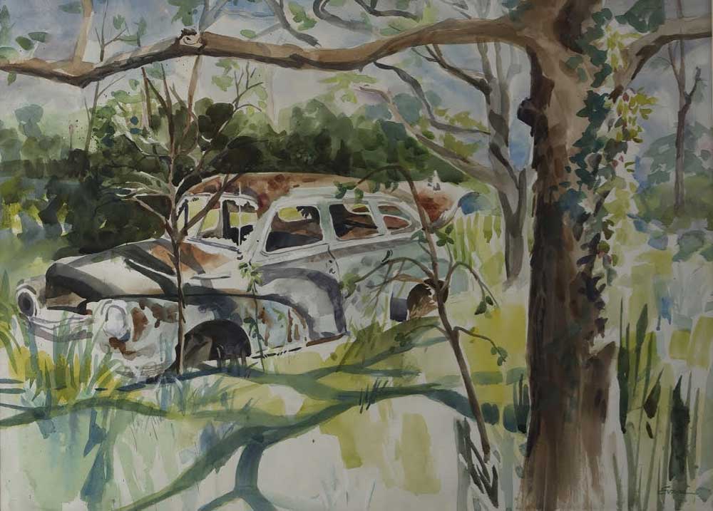 Abandoned, watercolor, matted, 35 "x 27 1/2" by Gwendolyn Evans