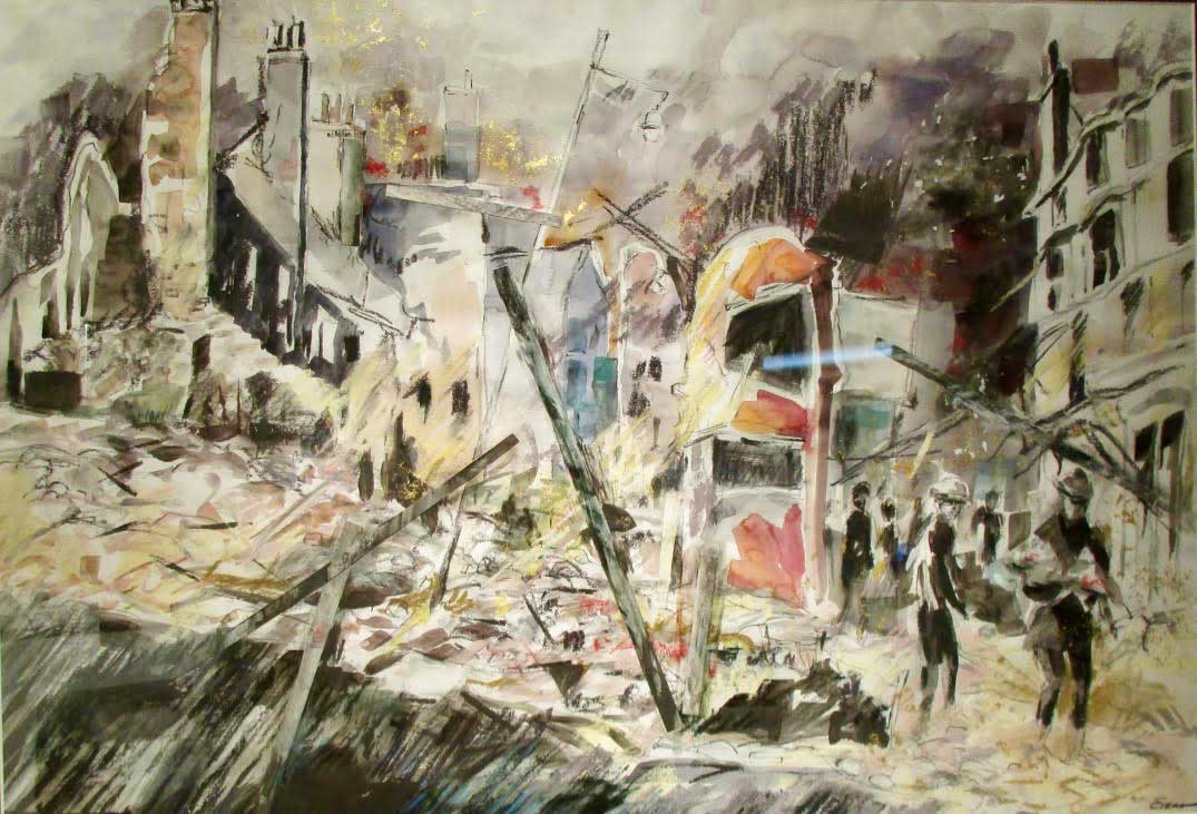 Surviving Dystopia, 34" x 25", mixed media, custom framed, $975 by Gwendolyn Evans