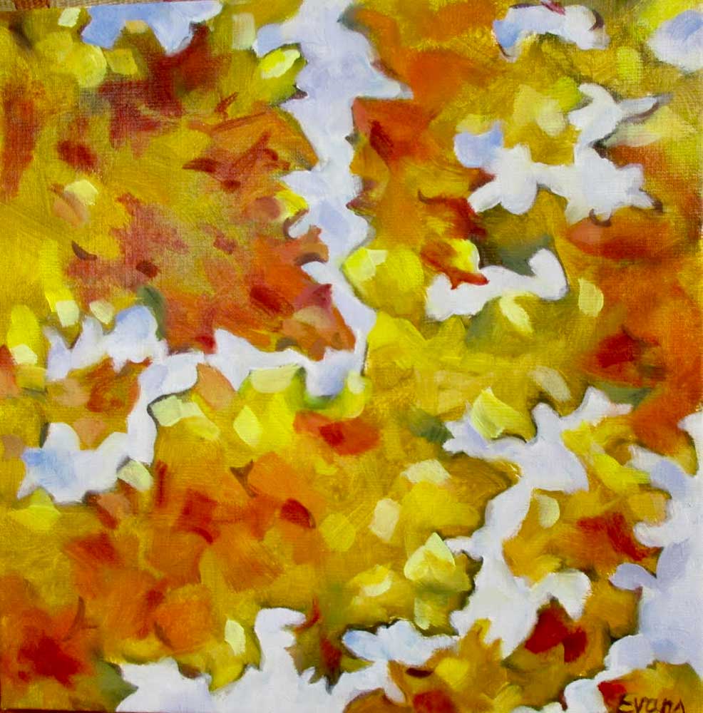 Autumn, oil, 10" x 10”, $475 by Gwendolyn Evans