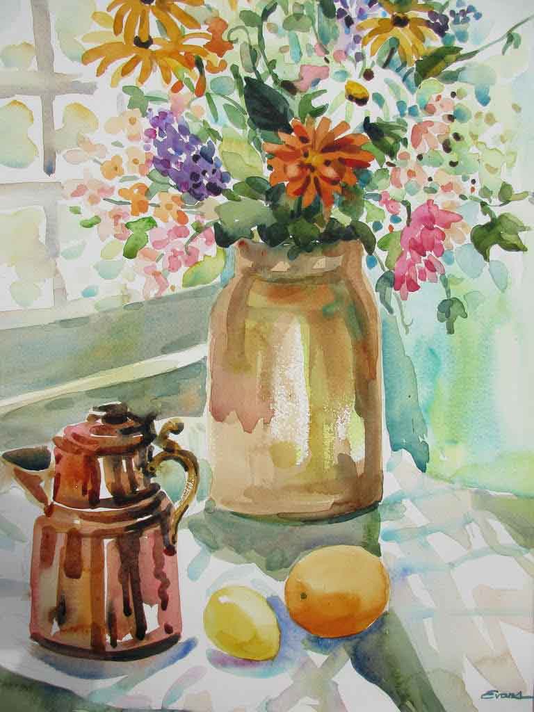 Kitchen Still Life, Watercolor by Gwendolyn Evans