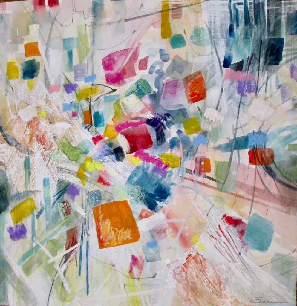 One Day All the Colors Decided To Get Together and Celebrate Themselves, matted, 21" x 22", $875 by Gwendolyn Evans