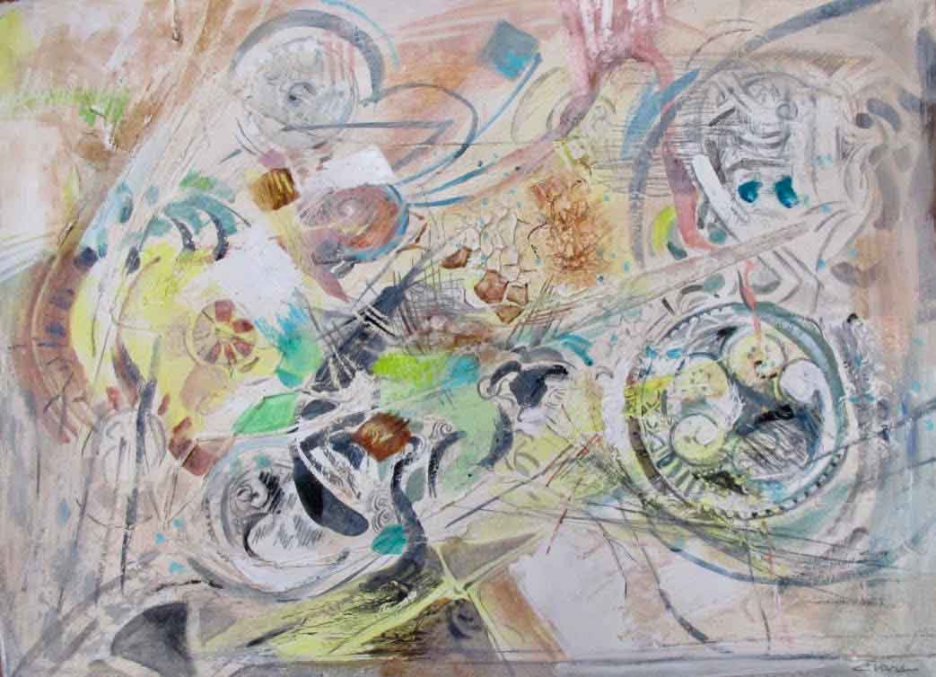 Shifting Mental Gears, mixed media, approx. 40" x 30" $1075 by Gwendolyn Evans