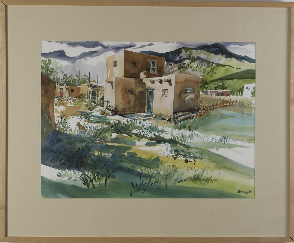 Taos watercolor by Gwendolyn Evans