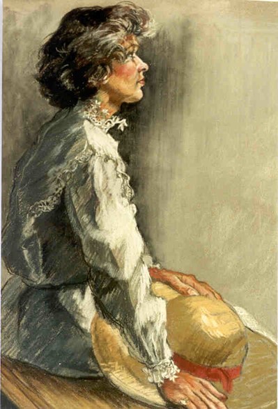 Portrait of a Lady, pastel, framed, approx. 22" x 30". By Gwendolyn Evans