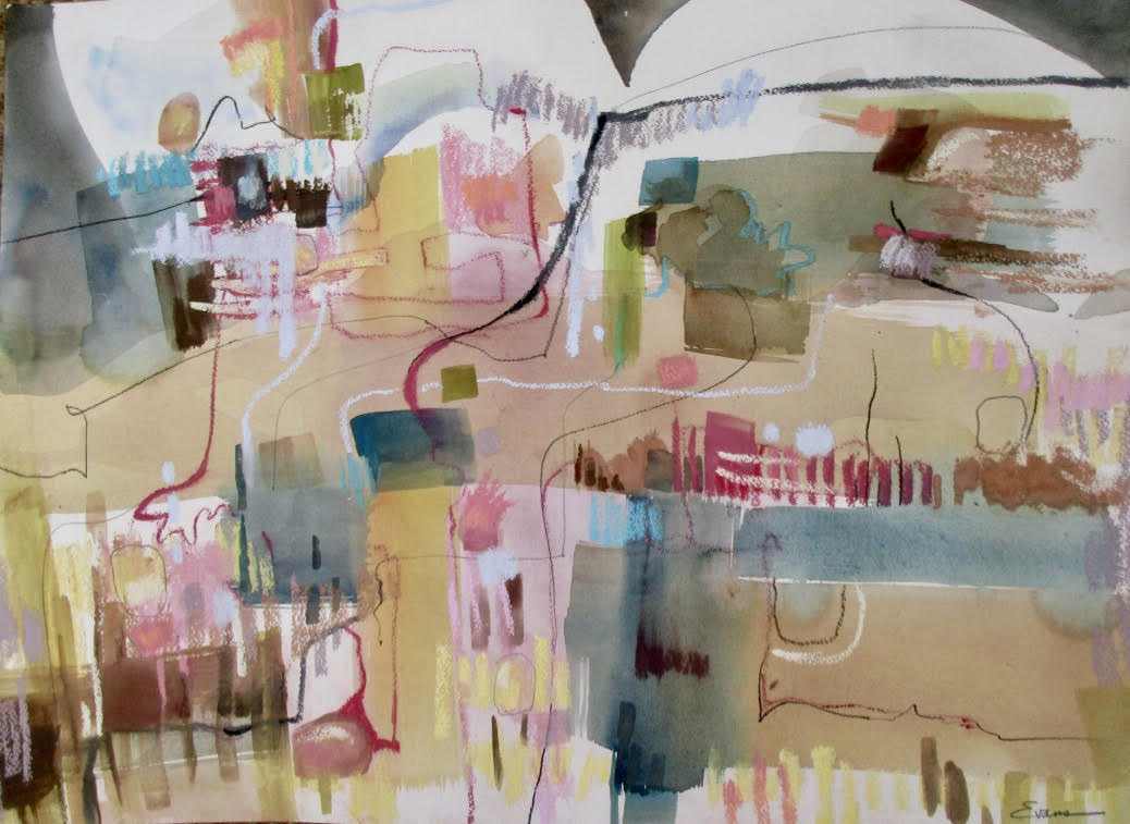 Unhinged Fringe, mixed media, 30" x 23", framed, $775 by Gwendolyn Evans