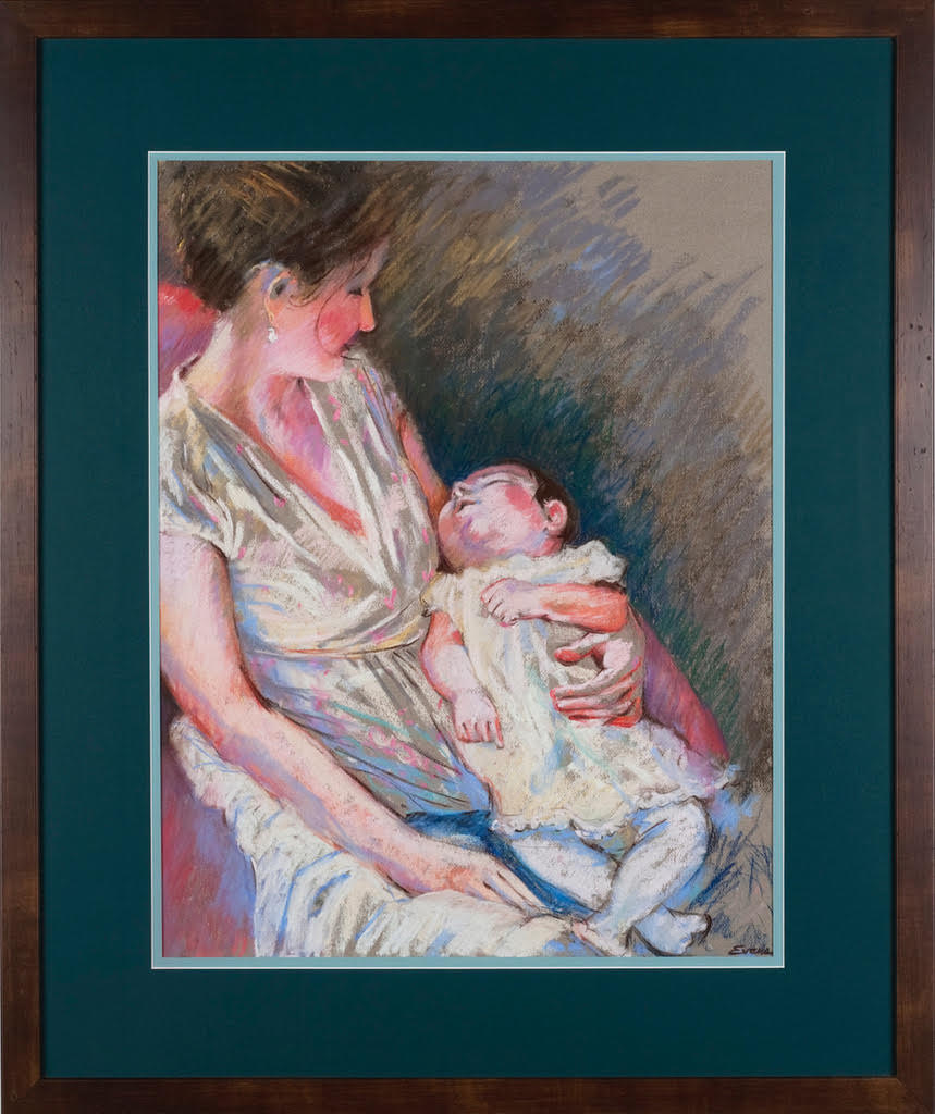Mother and Child, framed pastel, 29"x35," NFS by Gwendolyn Evans