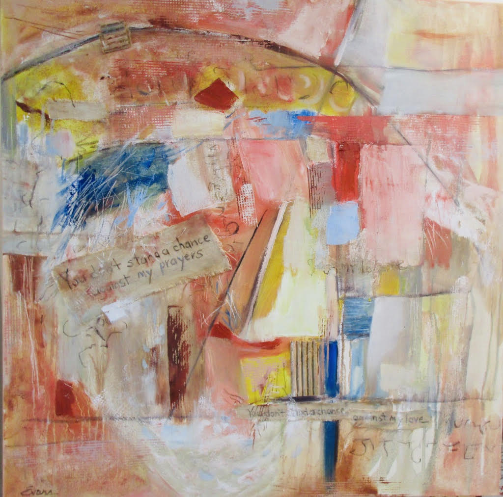 You Don't Stand a Chance, oil, mixed media, 30" x 30", $1,200 by Gwendolyn Evans
