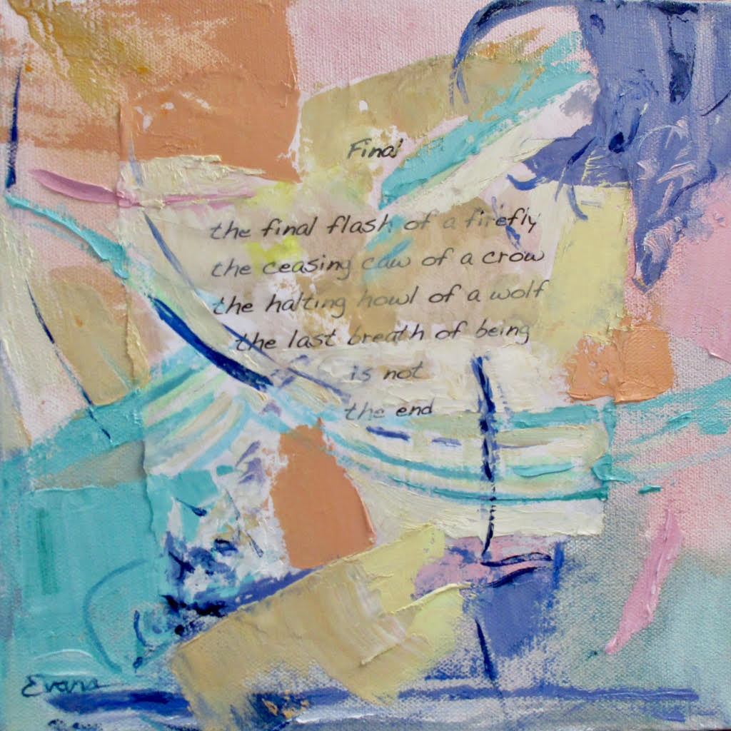 Final oil w/collage and original poetry, gallery wrap,12" x 12", $675 by Gwendolyn Evans