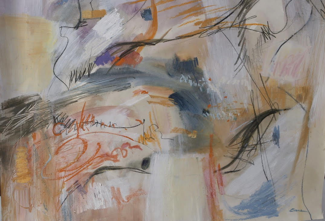 Free Flow, mixed media, framed, 40" x 35", sold by Gwendolyn Evans
