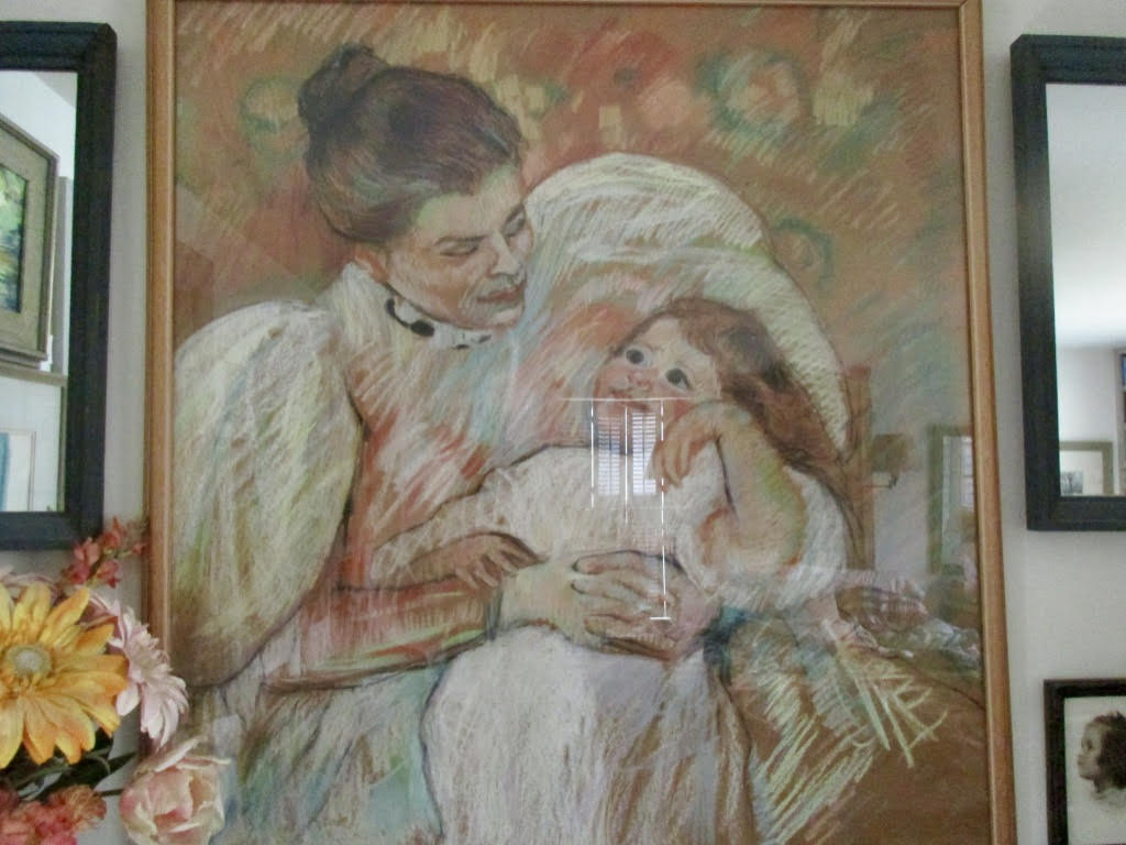 Mother and Child, framed pastel, 37" x 40" NFS by Gwendolyn Evans