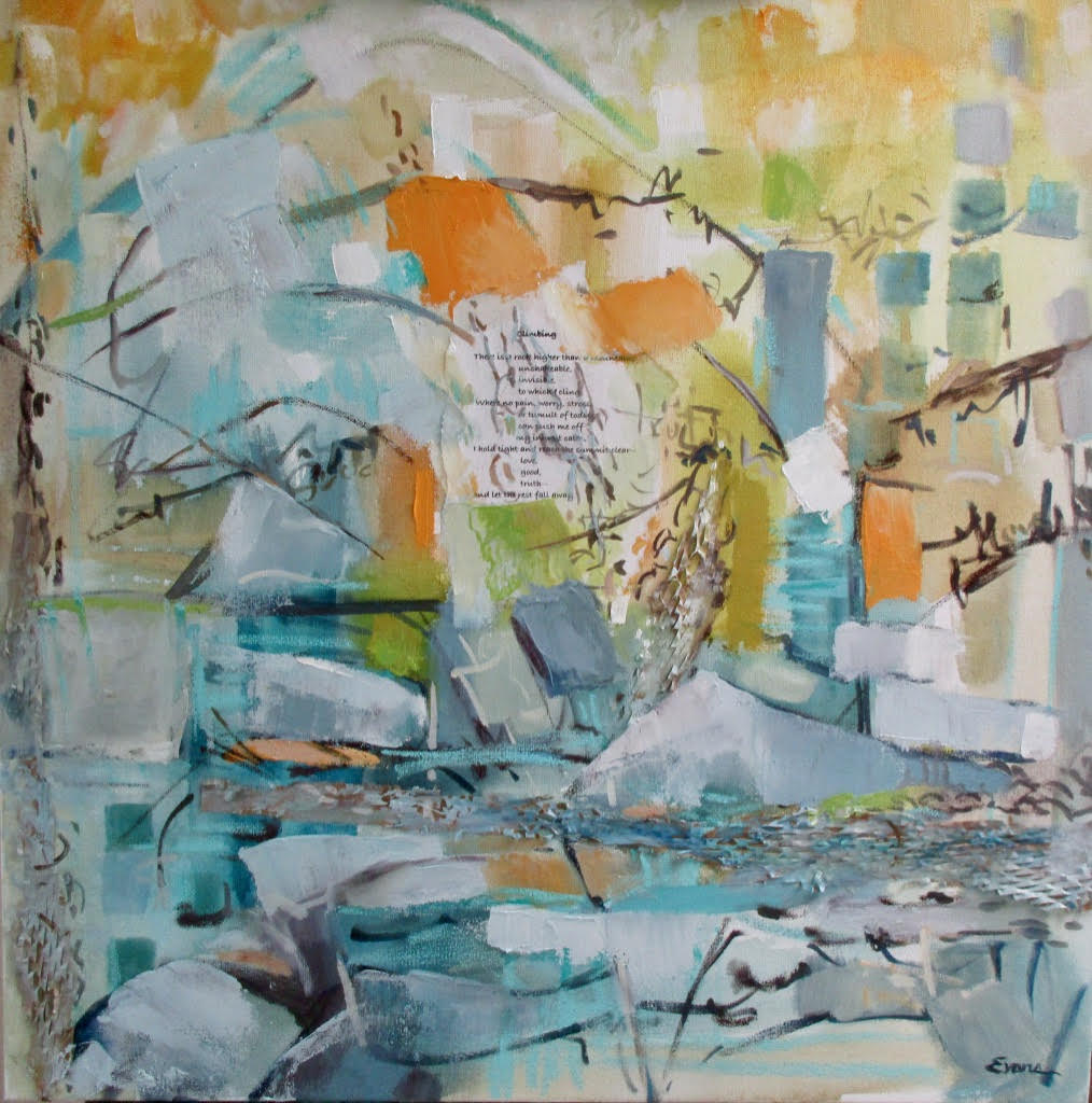 Climbing, oil/mixed media, 36" x 36", $975 by Gwendolyn Evans https://gwendolynevans.com