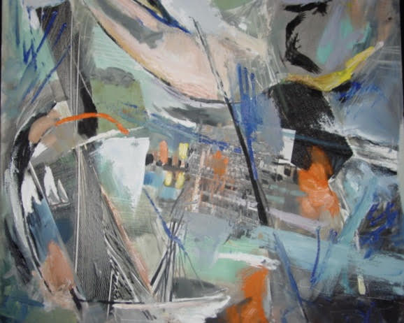 Sailing Away  oil, 24" x 24" $875 by Gwendolyn Evans