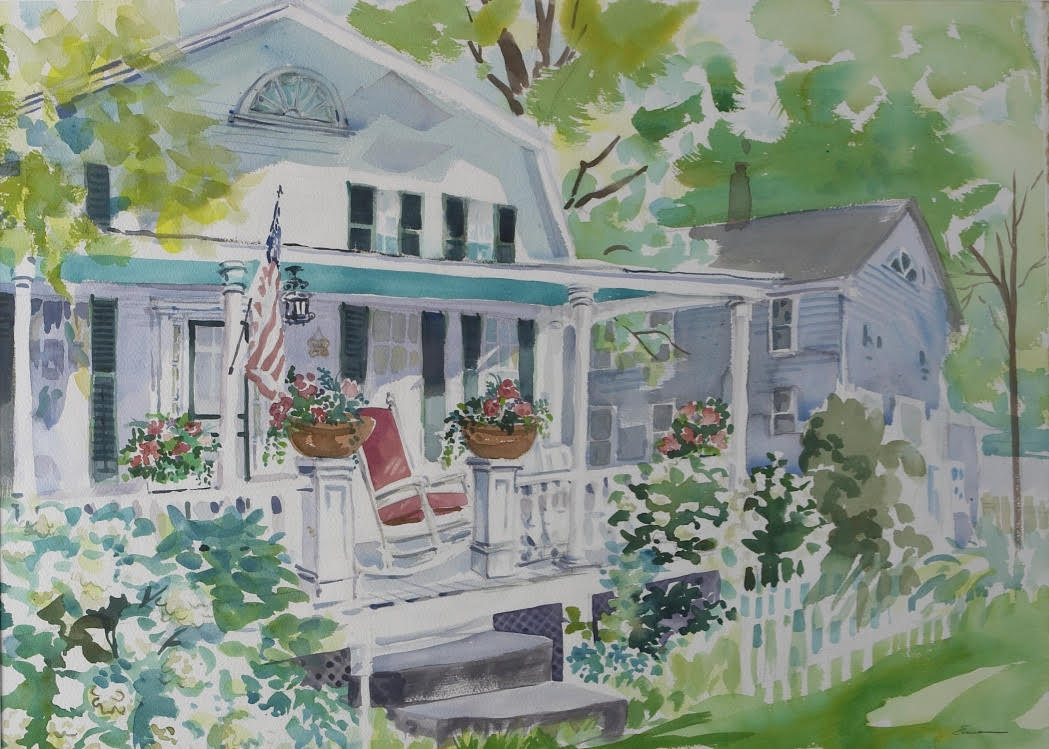New Hampshire Summer Cottage,  40" x 32", matted, $775 by Gwendolyn Evans